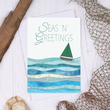 Sea N Greetings Christmas Tree Boat Christmas Card