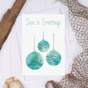 Seas N Greetings Baubles Christmas Card