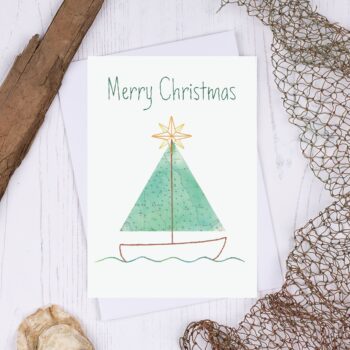 Merry Christmas - Christmas Tree Boat Christmas Card