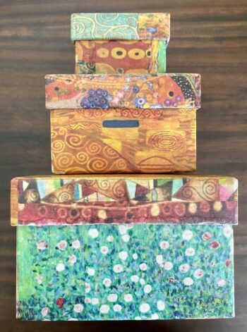 Gustav Klimt: 3 Nesting Decoupaged Trinket boxes - Image 2