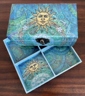 Boho Decoupaged jewellery box and ring tray set