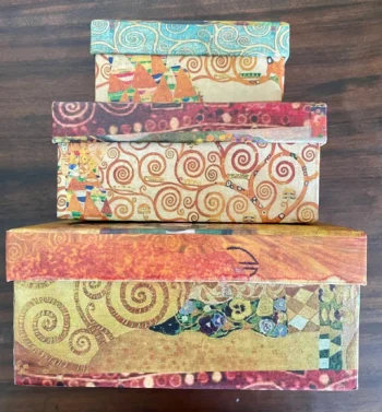 Gustav Klimt: 3 Nesting Decoupaged Trinket boxes - Image 5