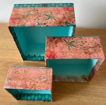 Boho: 3 Nesting decoupaged trinket boxes - Image 2