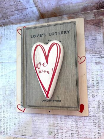 Vintage Book on plaque, 'Love's Lottery, We Won' - Image 2