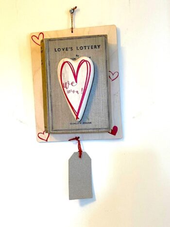 Vintage Book on plaque, 'Love's Lottery, We Won' - Image 4