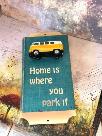 Vintage Book 'A Room with a View' with Camper Van 'Home is where you park it'