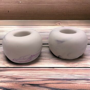 Jesmonite Tooth Brush Holder x2. Zen green / Plum swirl.