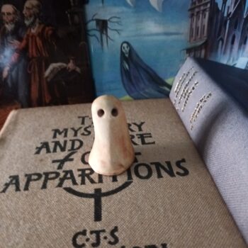 Standing Ghost Statue - Bookshelf Guardian