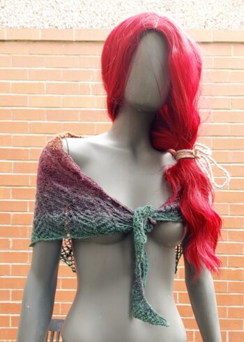 Handknit and Handspun Beaded Shawl - Image 2