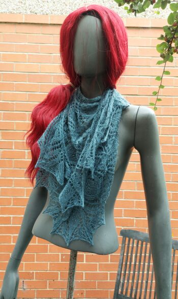 Handknit Beaded Luxury Silk Shawl - Image 3