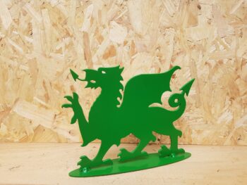 Metal Welsh Dragon Painted Green- Garden Welsh Dragon