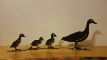 Metal duck and ducklings on stands - Rusty Garden Art - Image 3