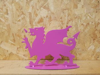 Metal Welsh Dragon Painted Pink- Garden Welsh Dragon