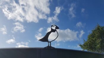 Metal Puffin on stand - 150mm x 120mm