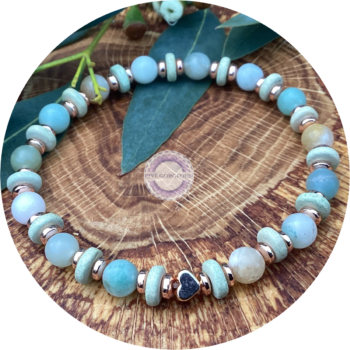 Aqua hued Amazonite stretch bracelet by Gabi Innocent