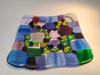 Blue and dichroic glass plate