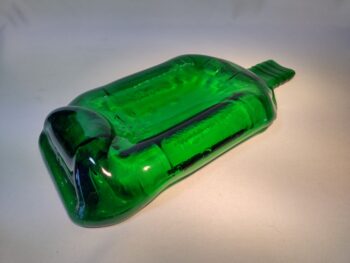 Green Jagermeister slumped bottle dish