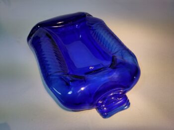 Blue whisky bottle slumped glass dish