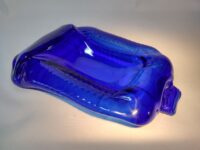 Blue whisky bottle slumped glass dish