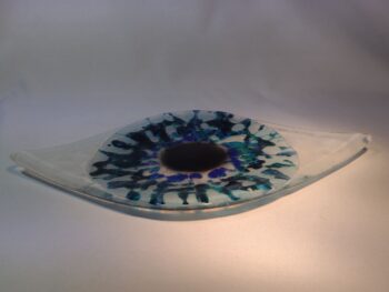 Blue eye fused glass platter