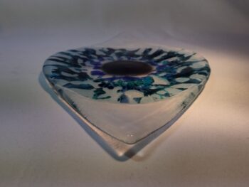 Blue eye fused glass platter