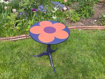 "Flower Power" Pedestal Table | Restored & Painted - Image 2