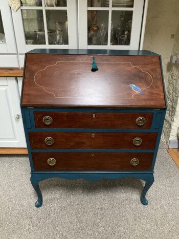 Victorian "Kingfisher" Bureau | Restored, Painted & Decoupaged