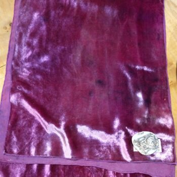 Pinky-Purple Silk Velvet Scarf with "Pottery Shard" Brooch | Hand-dyed & One-off - Image 2