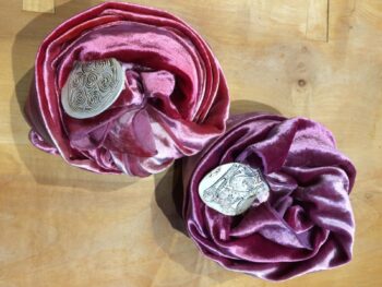 Pinky-Purple Silk Velvet Scarf with "Pottery Shard" Brooch | Hand-dyed & One-off - Image 5