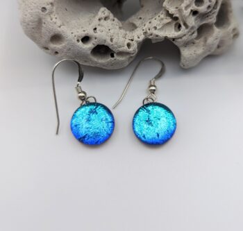 Dichroic Glass Earrings, Blue Turquoise