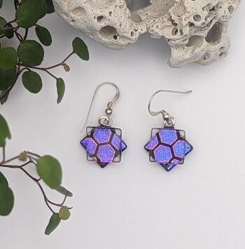 Dichroic Glass Earrings, Purple Pink