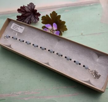 Gemstone Bracelet with Silver Butterfly - Image 2