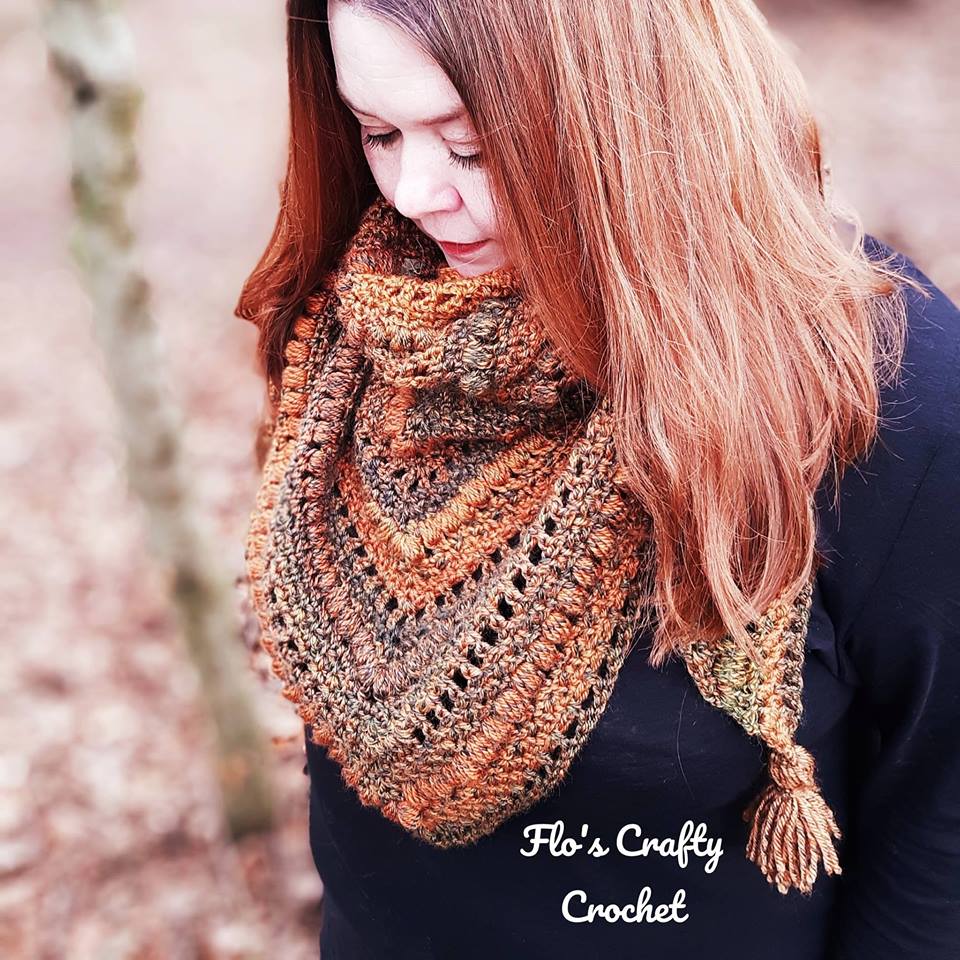 woman wearing crochet scarf