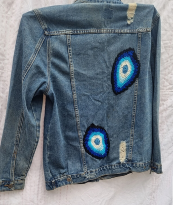 Blue Crochet Touch Denim Jacket