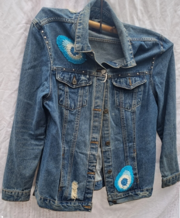 Blue Crochet Touch Denim Jacket - Image 3