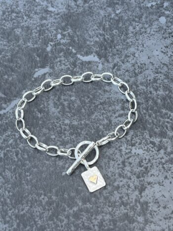 Gold Heart Chunky Fob Bracelet - Image 2