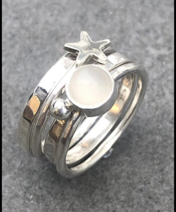 Moonstone Silver Stack Ring