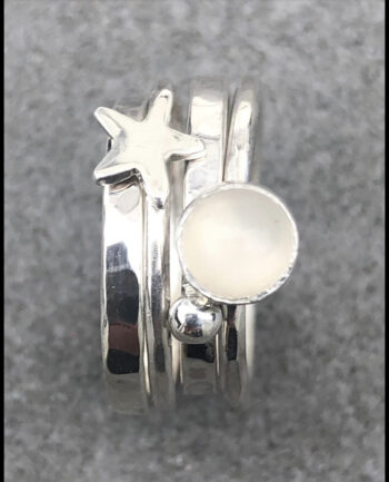 Moonstone Silver Stack Ring - Image 2