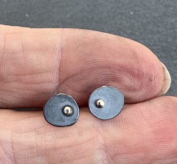 Gold Dot Oxidised Pebble Studs - Image 3