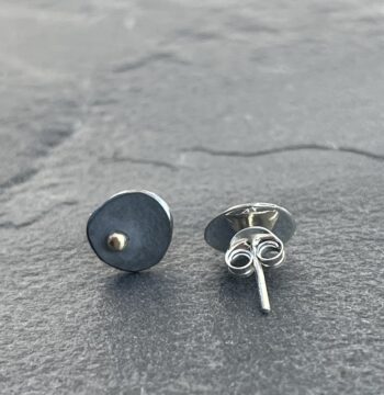 Gold Dot Oxidised Pebble Studs - Image 4