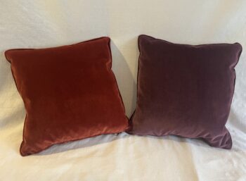 Pair of Red and Purple Velvet Elephant Cushions. - Image 2