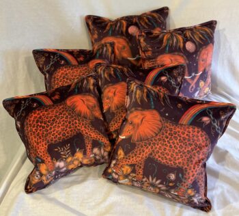 Large Red and Purple Velvet Elephant Cushion with Red Velvet Back - Image 3