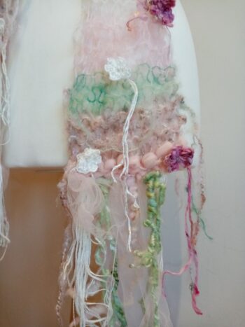 Super squishy pastel pink handspun fairy art yarn scarf - Image 2