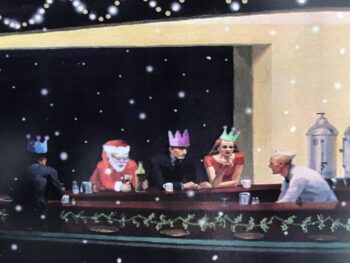 Fine art Christmas cards. Edward Hopper altered image.