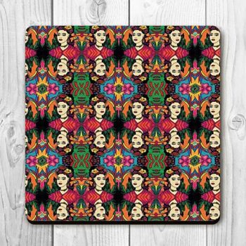 Frida Repeat Mirror Print Coaster Set