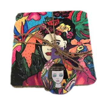 Frida Repeat Mirror Print Coaster Set - Image 6