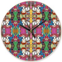 Viv Print Round wooden clock