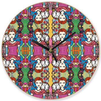 Viv Print Round wooden clock