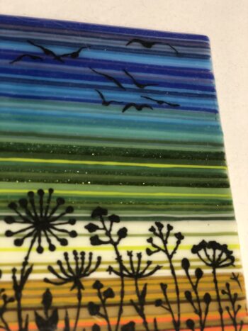 Abstract fused glass meadow landscape - Image 3