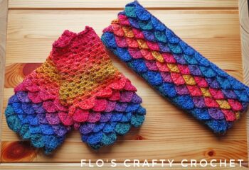 crochet dragon scale headband and gloves